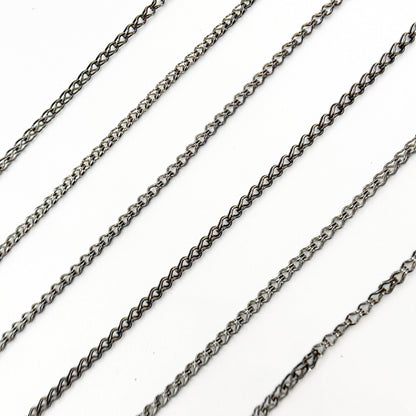 Black Rhodium Sterling Silver Wheat Chain