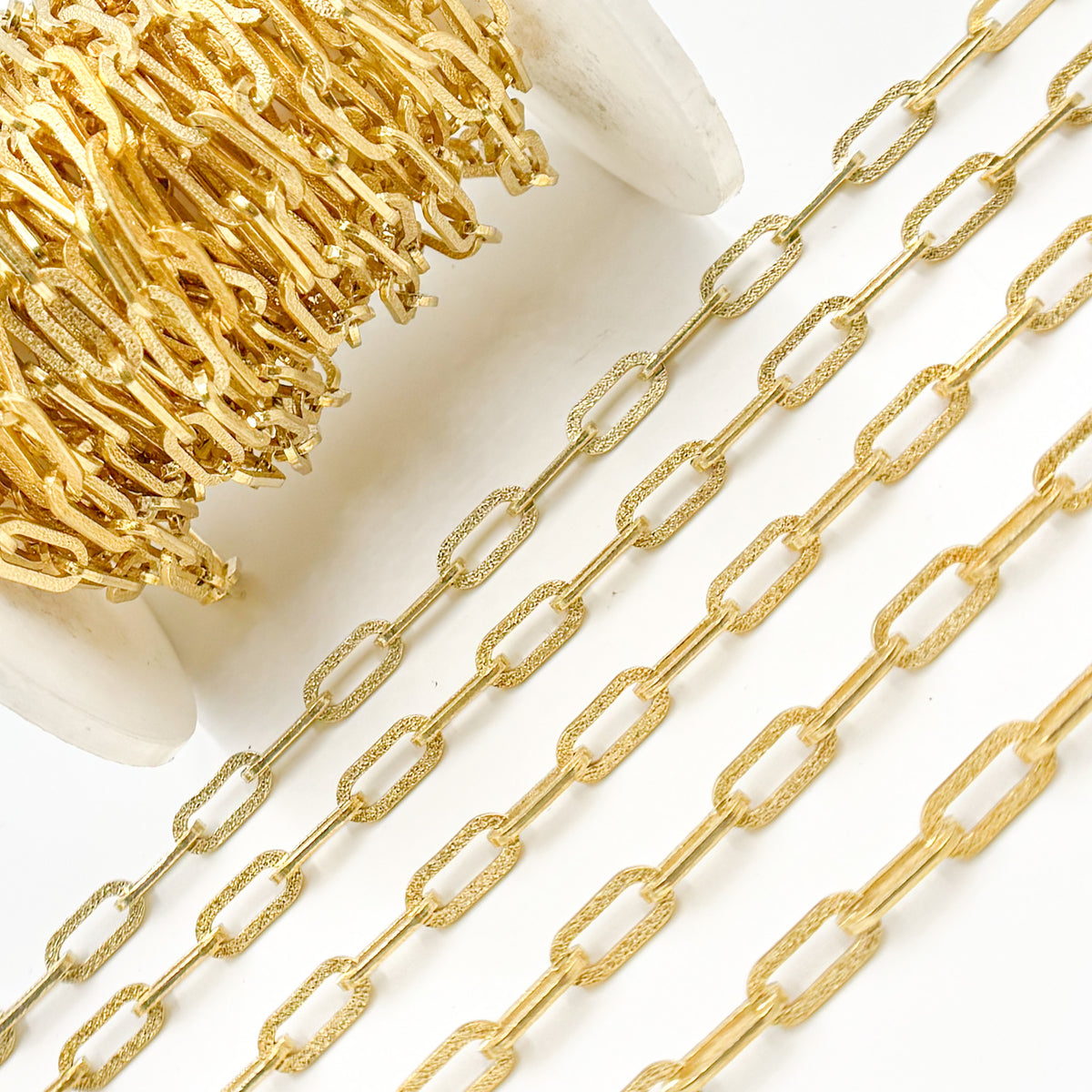 Gold Plated Sterling Silver Matt Flat Paperclip Chain
