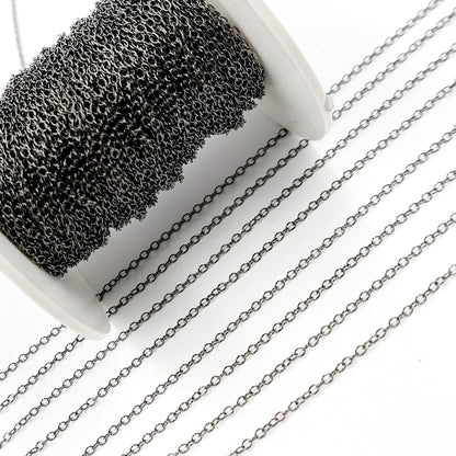 Oxidized Sterling Silver Smooth Oval Link Chain