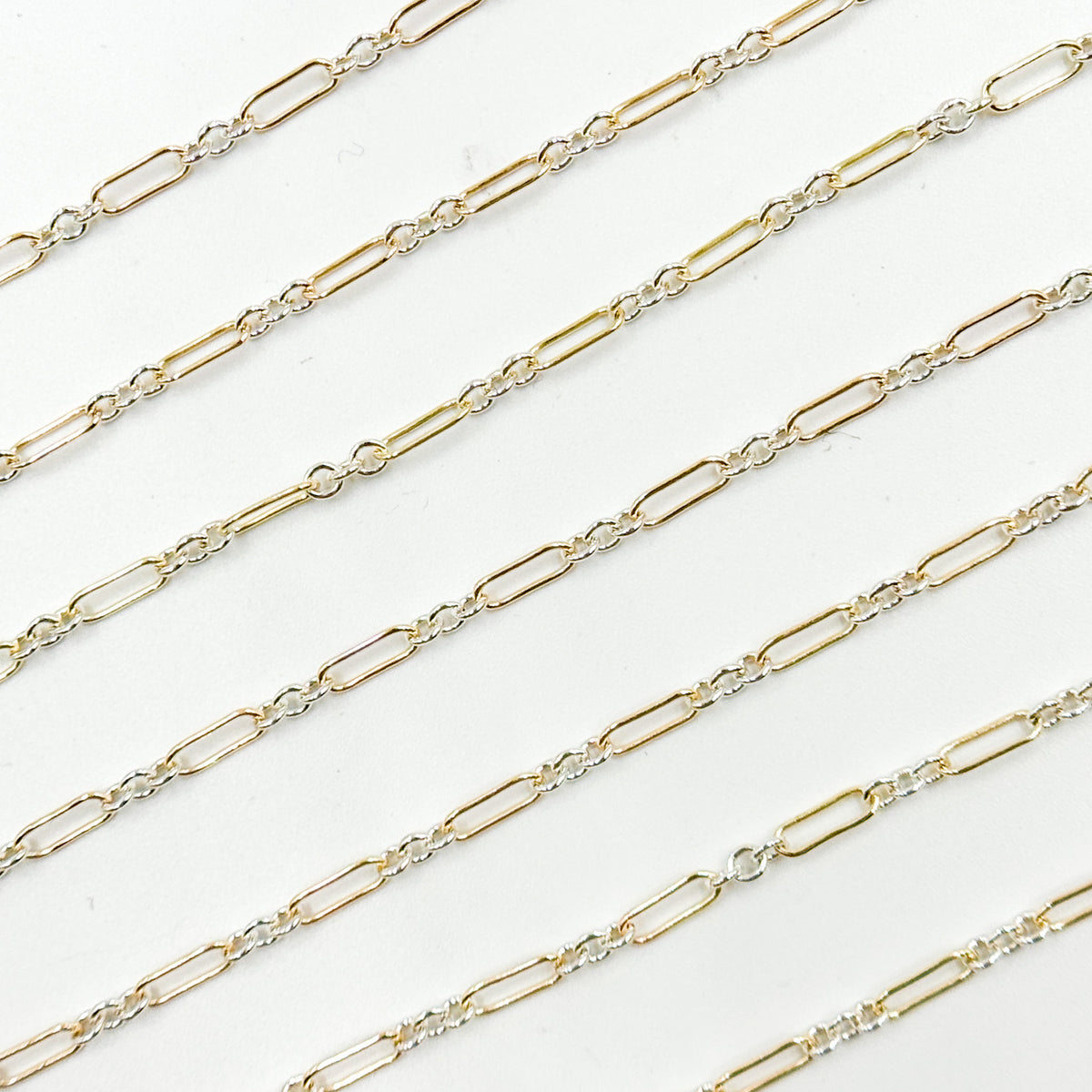 XM510TT. 1 Gold Filled Long & 3 Sterling Silver Short Link Chain