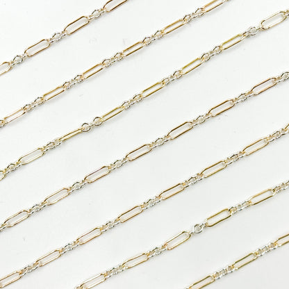 XM510TT. 1 Gold Filled Long & 3 Sterling Silver Short Link Chain