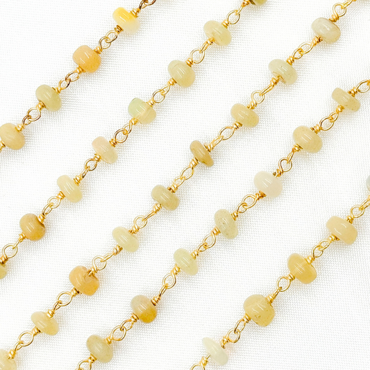 Ethiopian Opal Gold Plated 925 Sterling Silver Wire Chain.