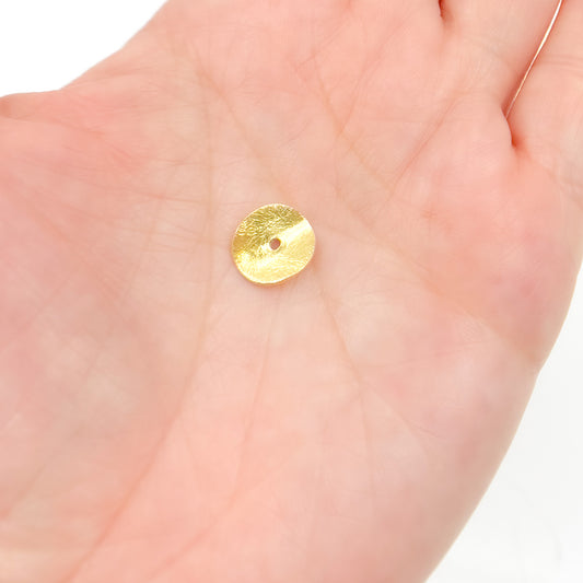 10MM Gold-plated Sterling Silver Brushed Disc Spacer Beads