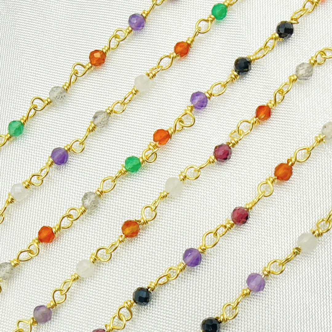 Multi Cubic Zirconia Wire Wrap Chain