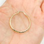 Load image into Gallery viewer, GER64. 14K Gold Diamond Cut Hollow Hoop Earrings