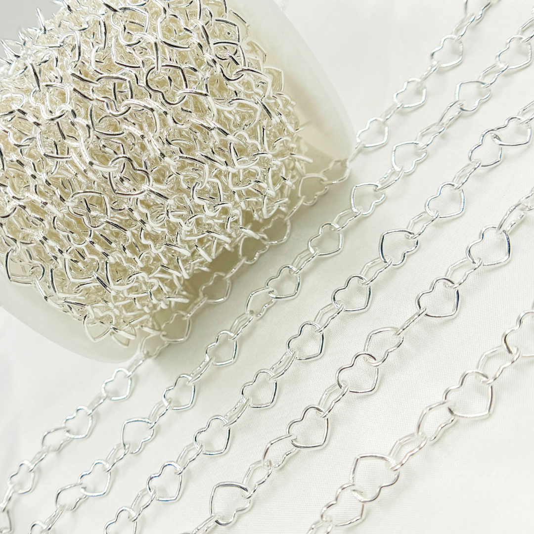 1408SS. Sterling Silver Smooth Heart Chain