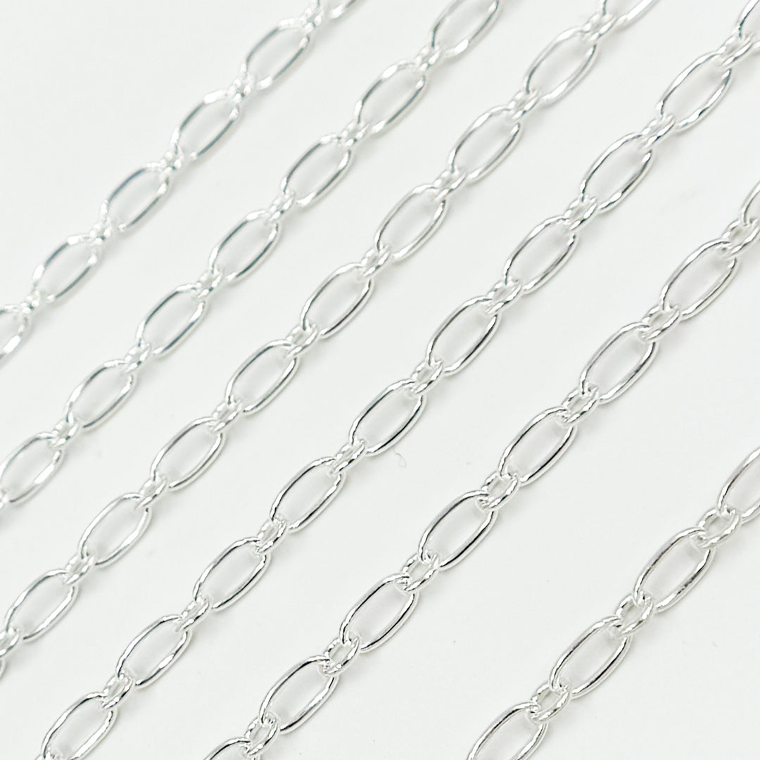 Y135SS.  Sterling Silver Smooth Long and Short Link Chain