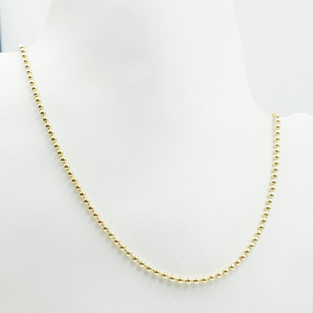 220CP. 14K Solid Yellow Gold Ball Necklace