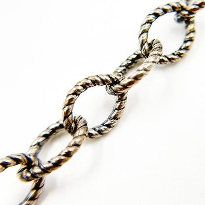 Oxidized Sterling Silver Twisted Round Link Chain