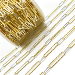 Load image into Gallery viewer, Sterling Silver Smooth and Gold Plated Diamond Cut Paperclip Chain