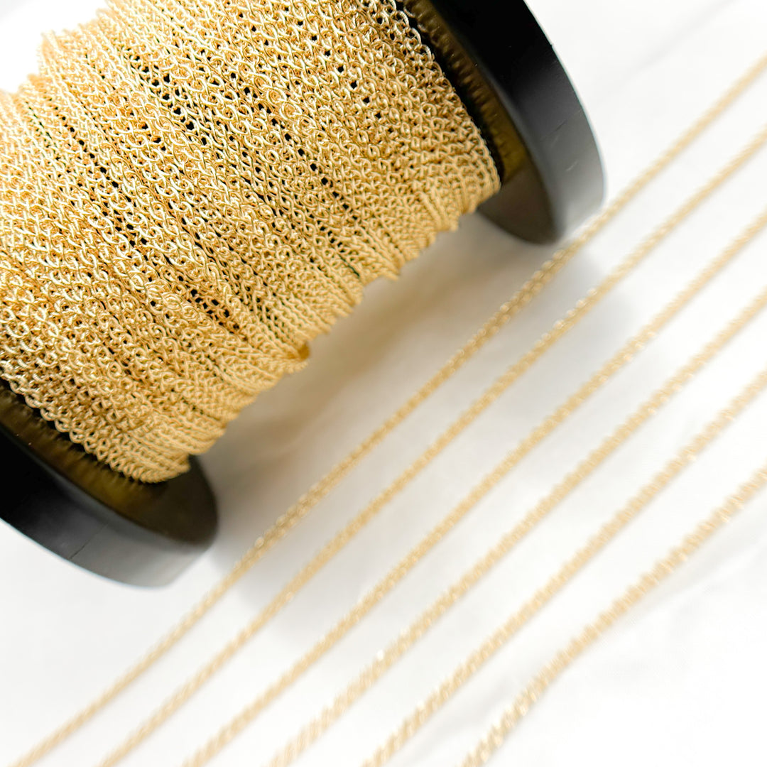 035SPLLGBYFT. 14K Solid Gold Wheat Chain