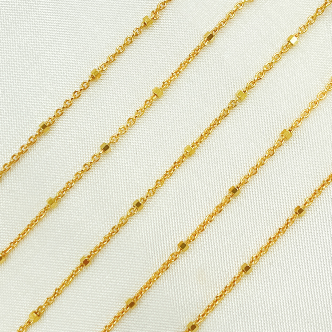 Gold Plated 925 Sterling Silver Cube Link Chain