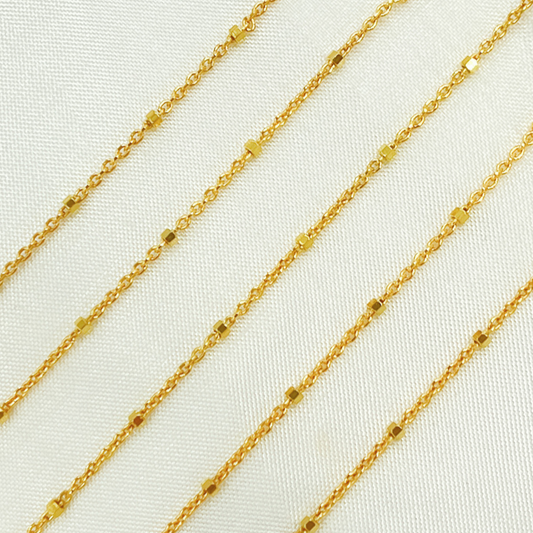 Gold Plated 925 Sterling Silver Cube Link Chain