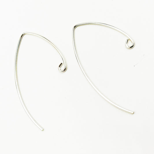 White Sterling Silver V Shape Ear Wire