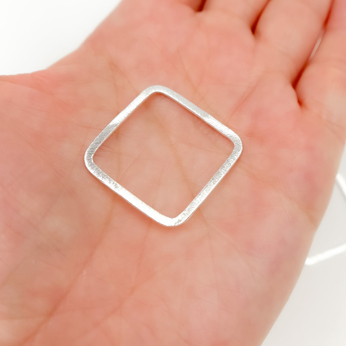 25MM White Sterling Silver Brushed Square Connector