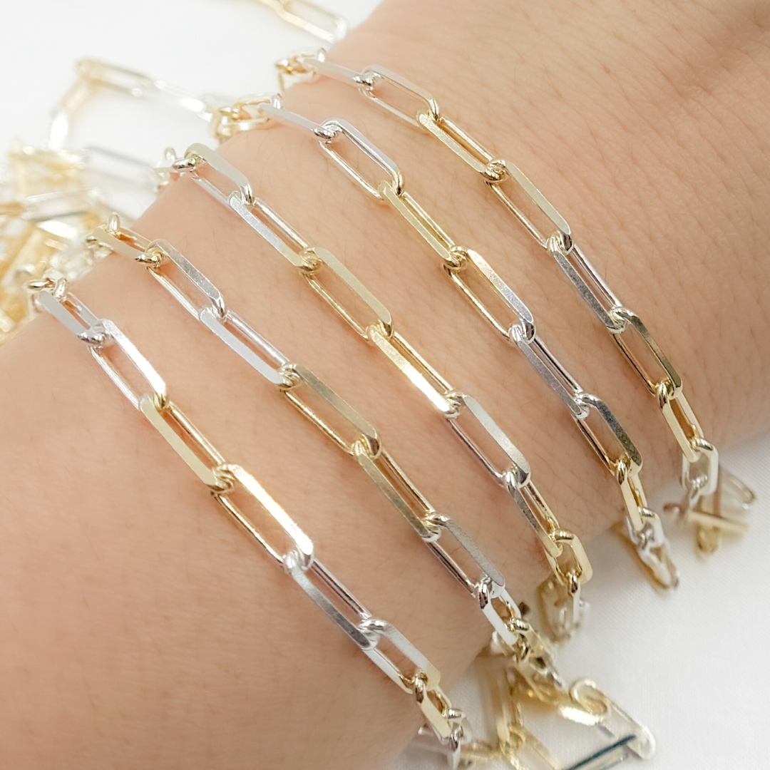 Sterling Silver Gold Plated Paper Clip Oval Link