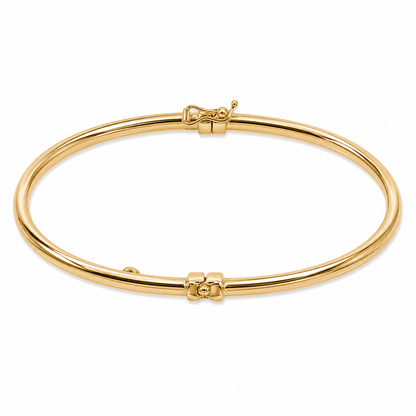 Bangle27. 14K Gold Smooth Hollow Bangle Bracelet