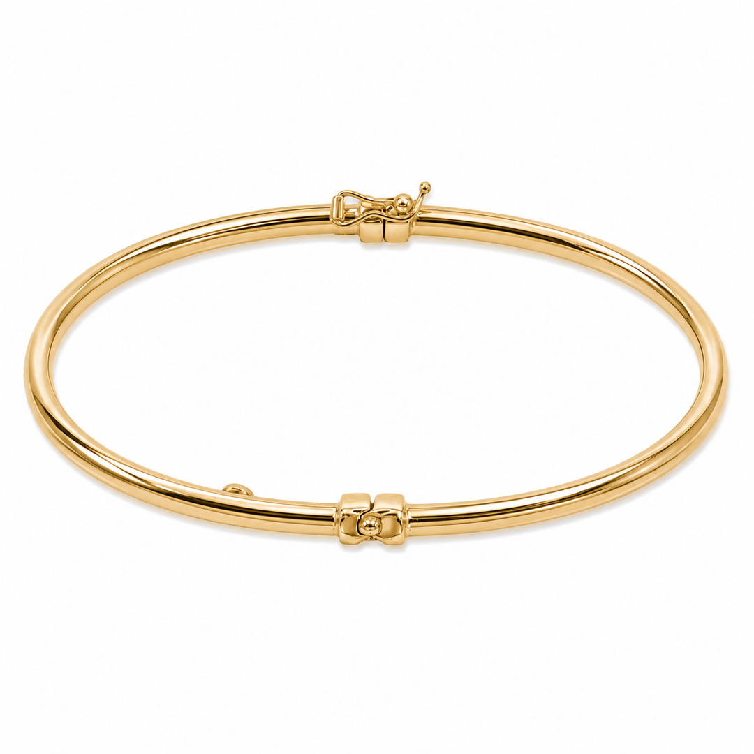 Bangle27. 14K Gold Smooth Hollow Bangle Bracelet