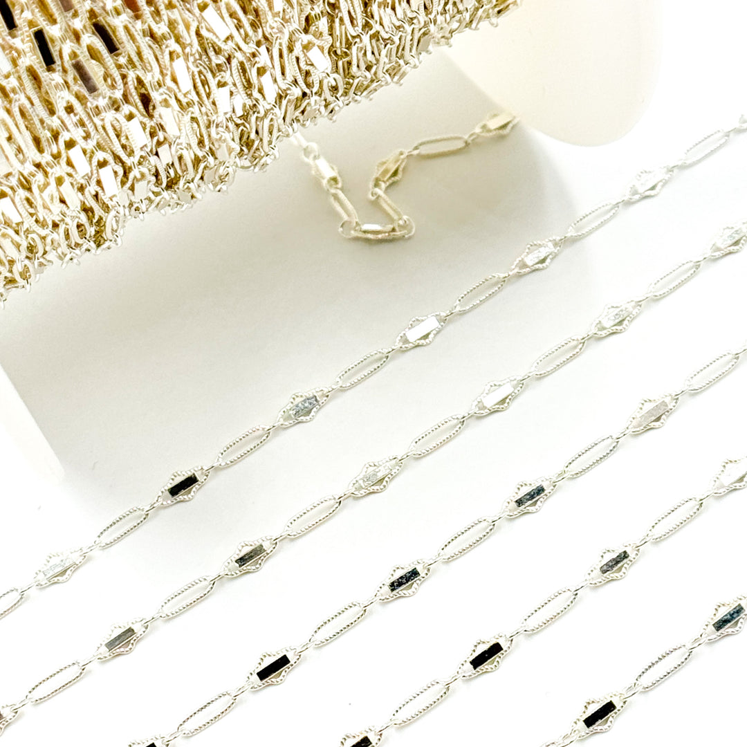 Sterling Silver Fancy Twisted Oval Link Chain