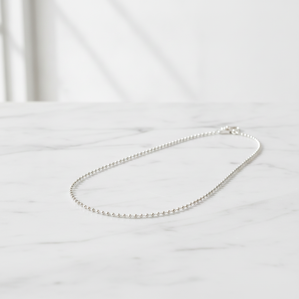 150CPBBWG. 14K Solid White Gold Bead Chain