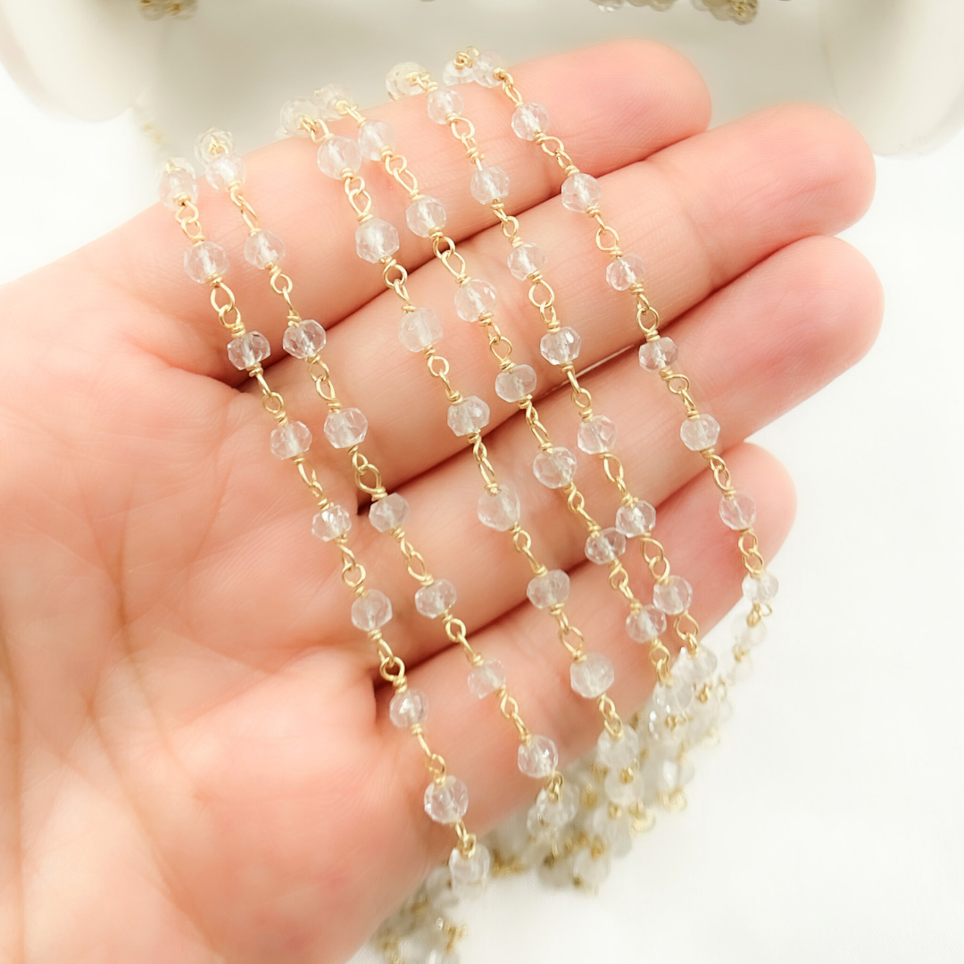 Crystal Gold Plated 925 Sterling Silver Wire Chain