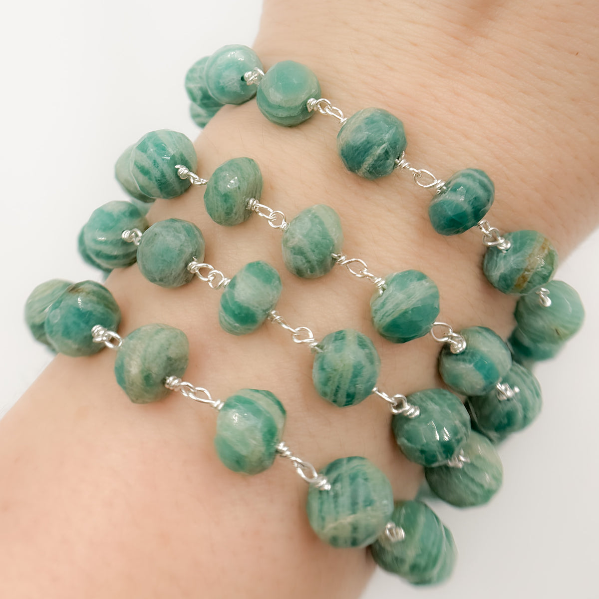 Amazonite Sterling Silver Wire Chain