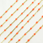 Load image into Gallery viewer, 925 Sterling Silver Gold Plated  Enamel Orange Color Cable Chain. V203ORGP
