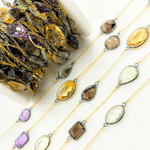 Load image into Gallery viewer, Multi Gemstone Organic Shape Connected Wire Chain. MGS7
