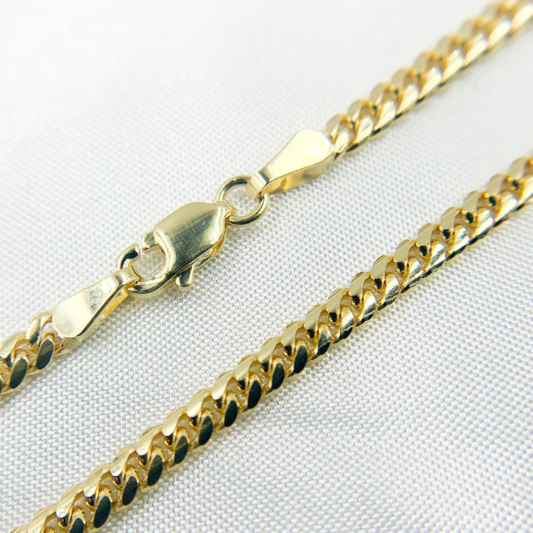 14K Solid Yellow Gold Flat Curb Necklace. 080R04GGA3