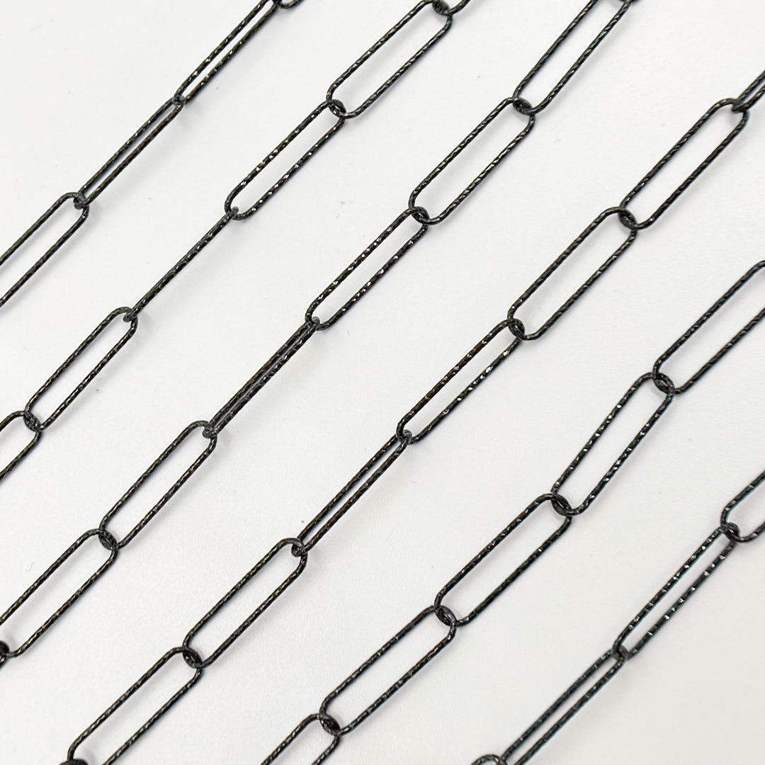 Y79DCBR. Black Rhodium Sterling Silver Diamond Cut Paperclip Chain