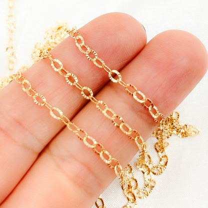 14k Gold Filled Diamond Cut Oval Link