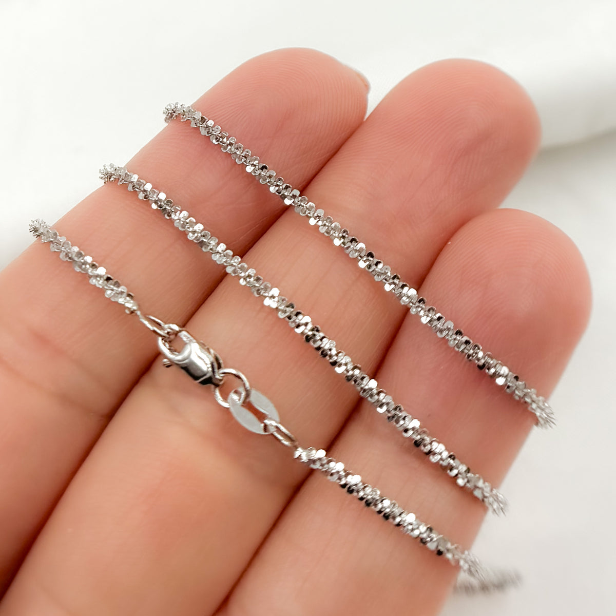 14K Solid White Gold Margarita Chain