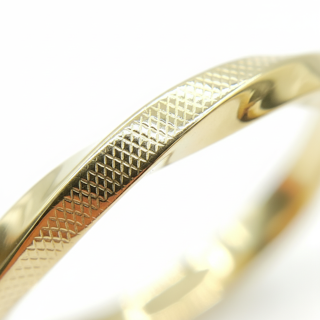 GER129. 14K Solid Gold Twisted Hoop with Texture