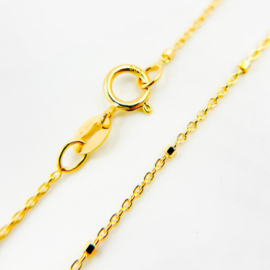 027R02S3TP0L8L. 14K Solid Yellow Gold Cube Satellite Necklace