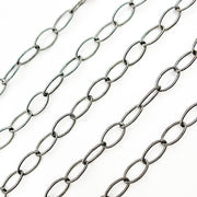 Black Rhodium Sterling Silver Twisted Oval Link Chain