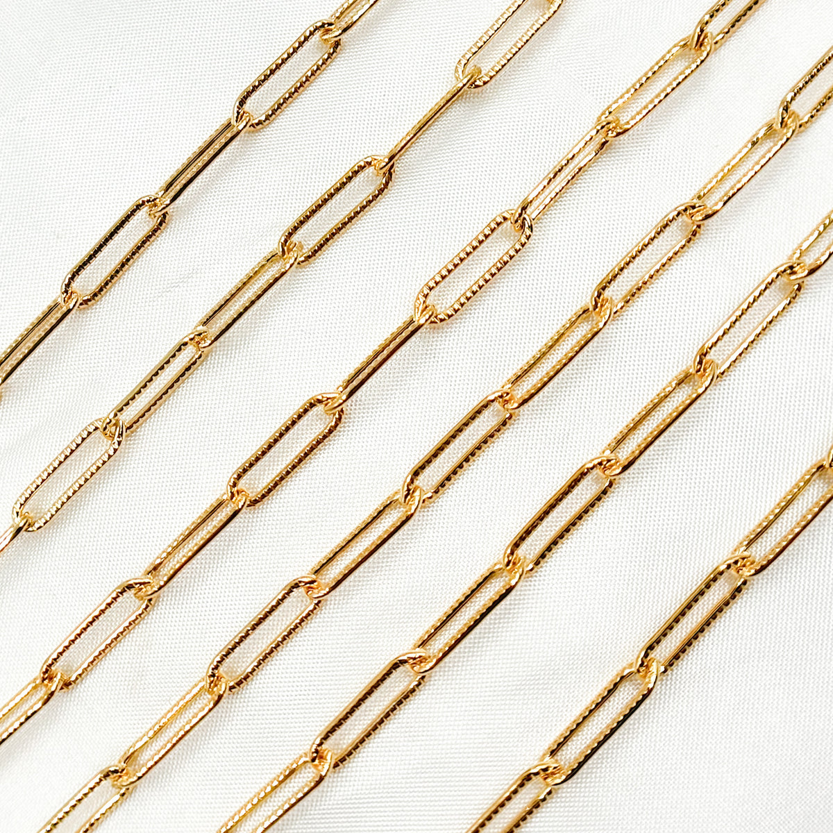 14K Gold Filled Hammered Paperclip Chain