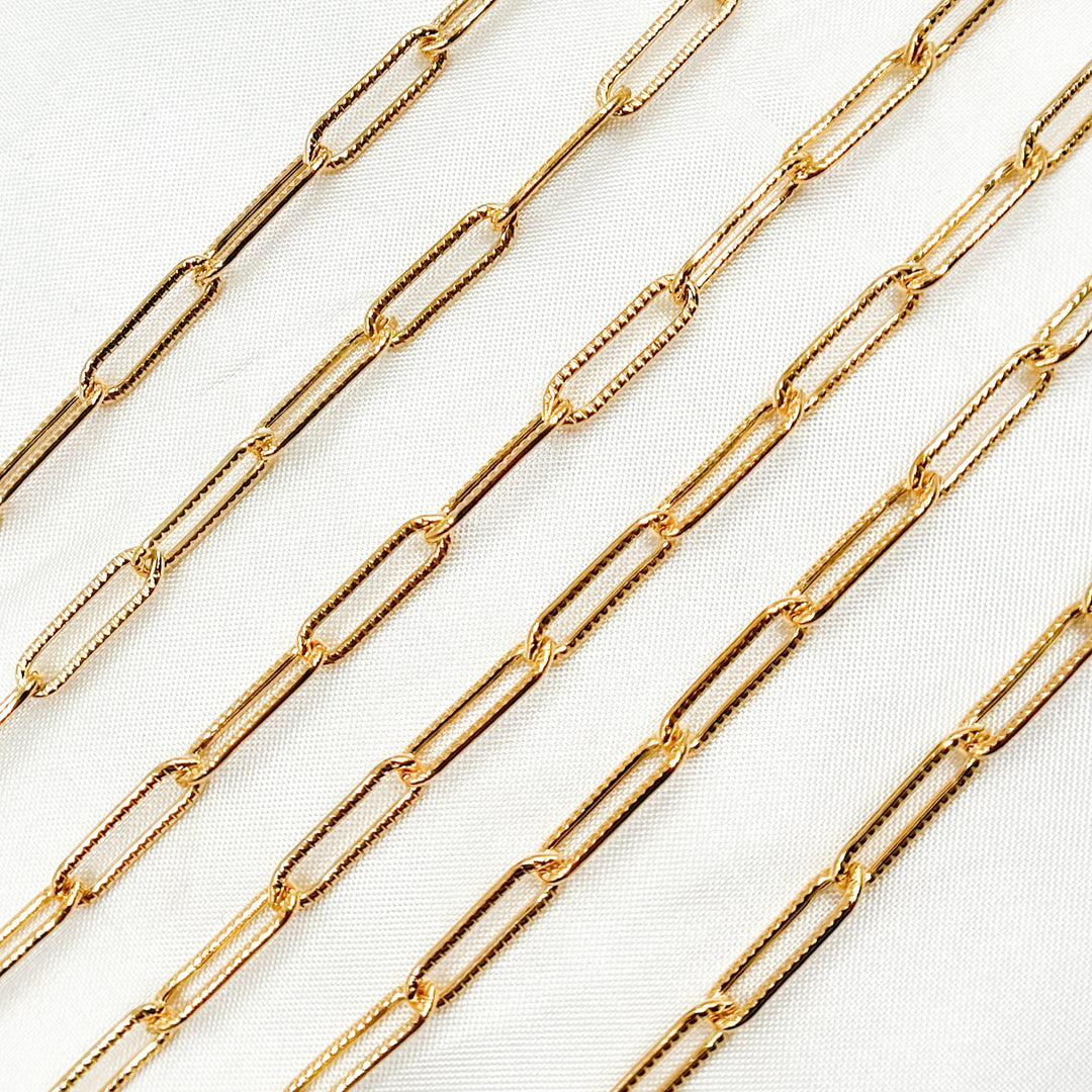 4002LGF. 14K Gold Filled Hammered Paperclip Chain