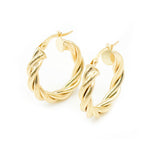 Load image into Gallery viewer, 15850004969. 14K Solid Gold Fancy Twisted Hollow Hoop Earrings