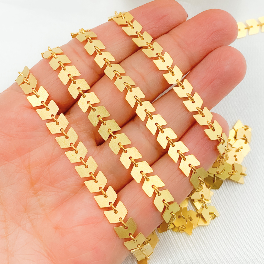X6GPM. Gold Plated 925 Sterling Silver Chevron Chain