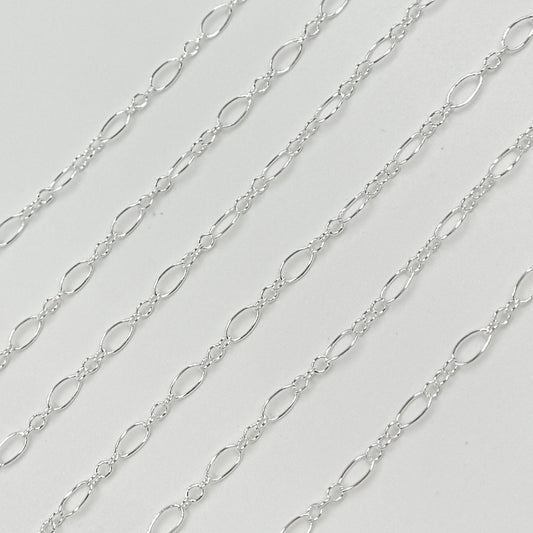 Sterling Silver Oval Long and Short Links Chain