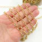 Load image into Gallery viewer, V25GP. Gold Plated Sterling Silver Gold Plated Textured Oval Link Chain
