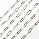 Load image into Gallery viewer, Black Rhodium 925 Sterling Silver Paperclip Diamond Cut Chain
