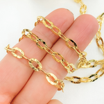 Load image into Gallery viewer, Y15GP. Gold Plated 925 Sterling Silver Flat Hammered Oval Link Chain