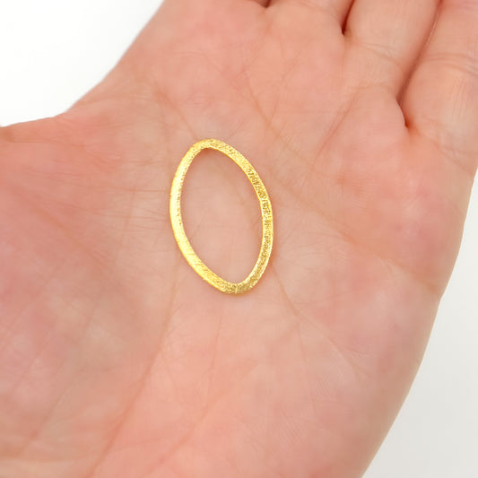 25MM Gold-plated Sterling Silver Brushed Marquis Connector