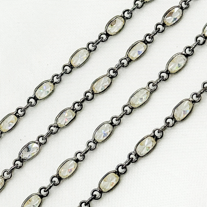 Cubic Zirconia Small Oval Shape Connected Chain