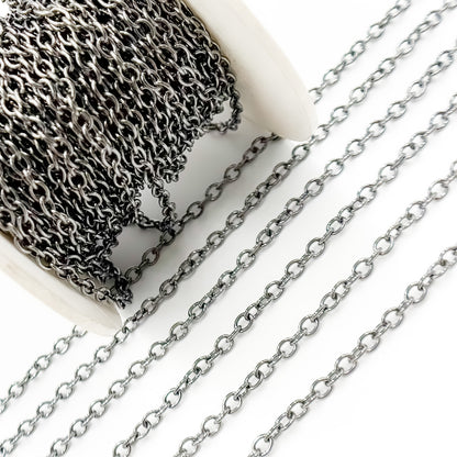 Black Rhodium Sterling Silver Cable Chain