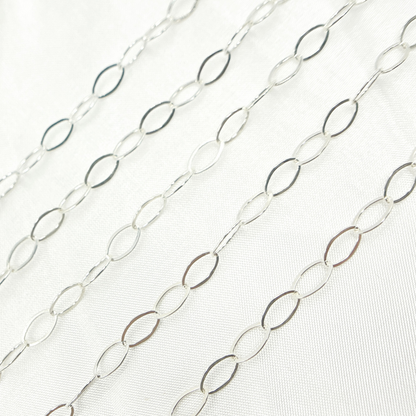 925 Sterling Silver Flat Oval Link Chain.
