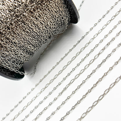 Y134OX. Oxidized Sterling Silver Smooth Long and Short Link Chain