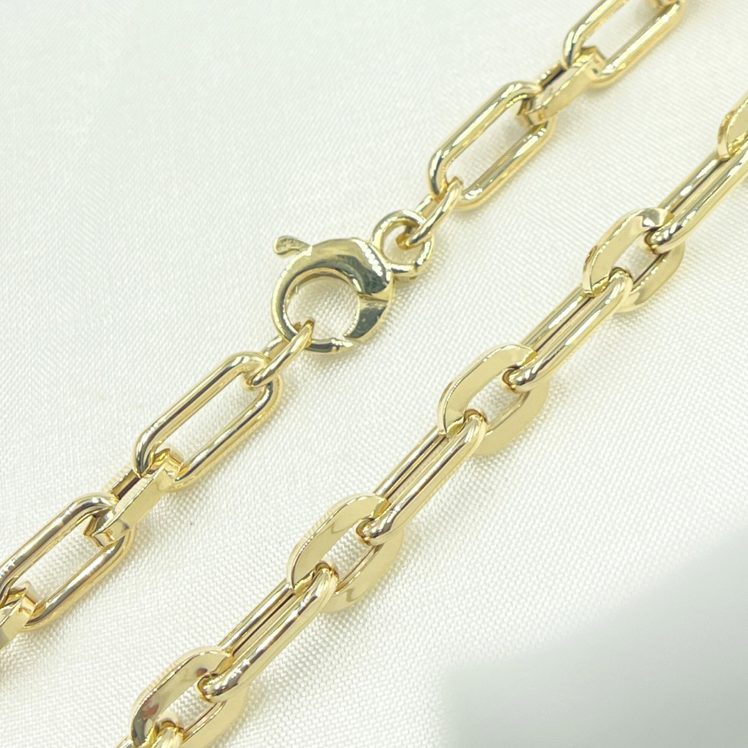 568870G. 14k Solid Yellow Hollow Gold Long & Short Link Chain