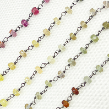 Multi Sapphire Ombre Oxidized Wire Chain.